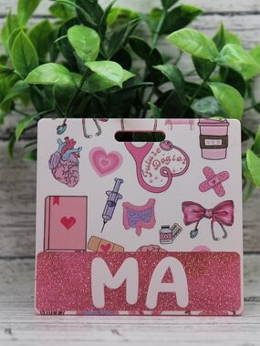 Kids Pink Medical-Themed Name Badge Holder - MA